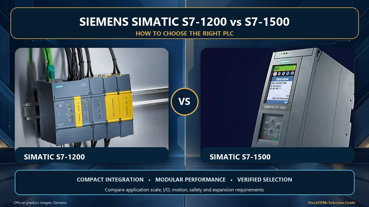 Siemens SIMATIC S7-1200 vs S7-1500 PLC selection guide poster
